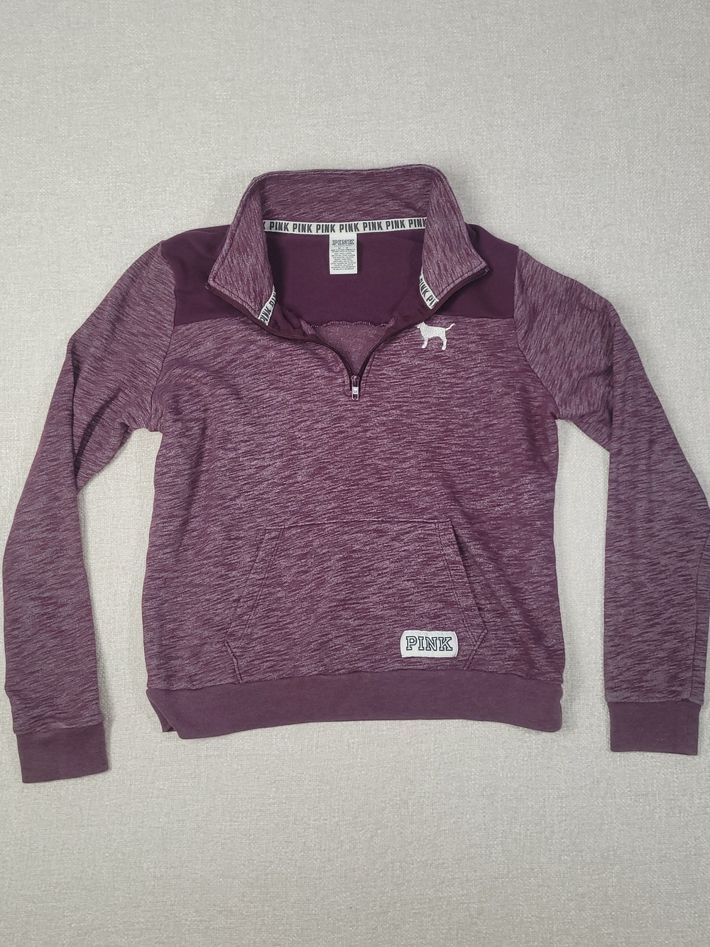 PINK Victoria's Secret Half-Zip Pullover Sweatshirt in Plum Heather